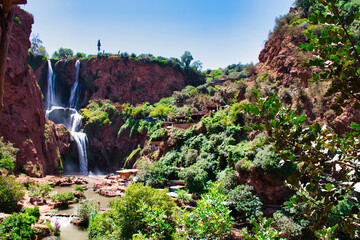 Cascadas de Ouzoud is a popular tourist attraction in Morocco, located in the Atlas Mountains. The name "Ouzoud" means "the voice of the water" in Berber, which is fitting given the stunning 3-tiered 