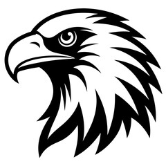 Black and white eagle head drawing on white background
