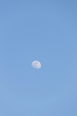 Moon on blue sky, moon on day.