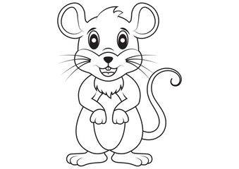 Black and White Cartoon Mouse Vector Flat Design. Coloring Pages