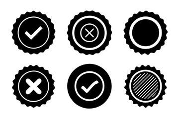 A group of icons featuring a checkmark and an X inside a circle