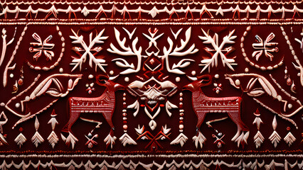 Sami patterns, which are carved into reindeer leather and frequently feature colorful thread embroidery, are indigenous to the Arctic