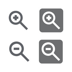 zoom in icon zoom out icons search icon