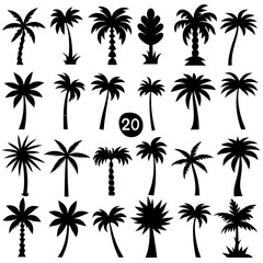 A collection of palm tree outlines against a white backdrop