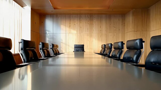 tables for meetings and chairs for boss company officials, cinematic 4K
