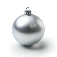Silver frosted Christmas ball on white