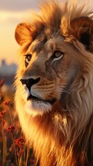 Fototapeta premium close up of lion HD 8K wallpaper Stock Photographic image