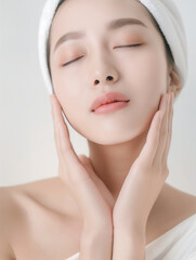 Asiatische Frauen SPA mit blasser Haut auf weißem Hintergrund