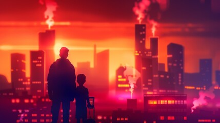 Family checking air quality index on a mobile app, ecoconscious living, monitoring pollution