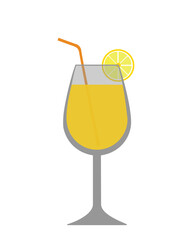Cocktail or smoothie in a glass. Delicious and refreshing drink, vector. Mimosa cocktail.