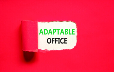 Adaptable office symbol. Concept words Adaptable office on beautiful white paper. Beautiful red paper background. Business Adaptable office concept. Copy space.