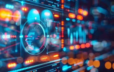 Obraz premium AIdriven financial analysis on a holographic display, finance technology, optimizing investments