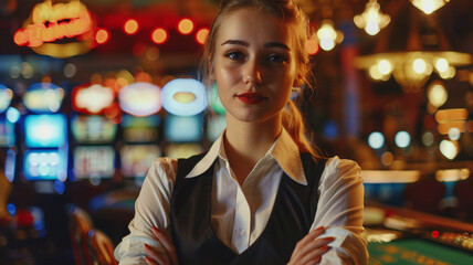 female dealer at the casino