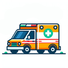 Colorful ambulance vector illustration on isolated white background