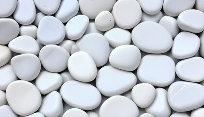 Breathtaking, macro-level image highlighting the subtle, captivating textures adorning the surfaces of a collection of spotless, chalk-white stones or pebbles