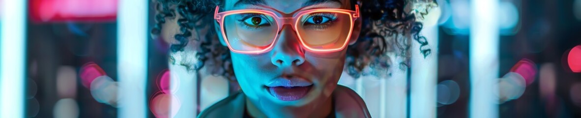 photo futuristic woman with cell phone displaying Black Friday sales hologram, front view, highlighting modern retail technology, advanced tone, Monochromatic Color Scheme