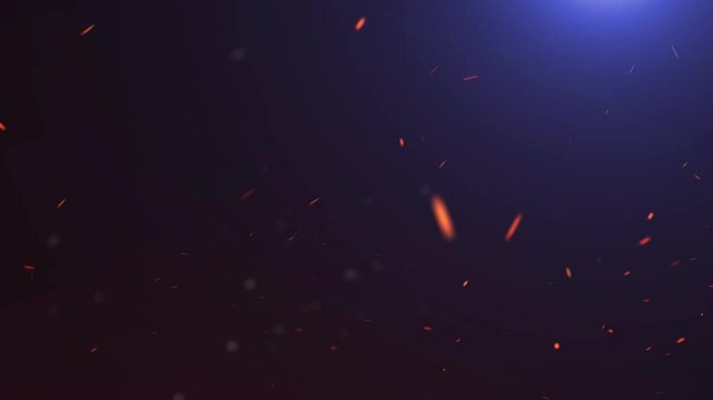 The fireball rotates round and small sparks fill the black background