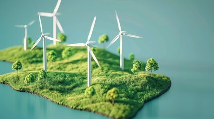 Green Renewable Energy Wind Farm Exposed Graphic Concept of sustainable development with renewable energy