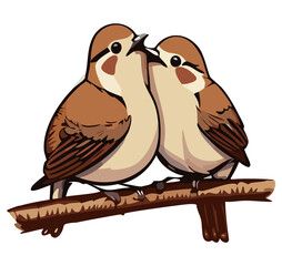 スズメのつがい