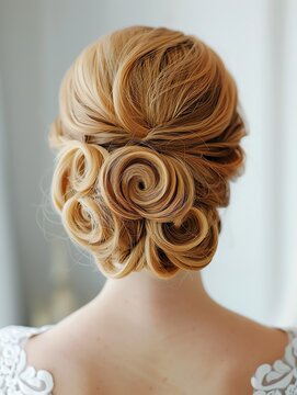 Woman with a glamorous hairstyle, ready for a special event, glamorous hair, event preparation