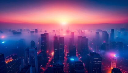 Fototapeta premium City skyline with visible air pollution, urban challenge, need for sustainable solutions