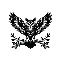 Obraz premium Owl Vector Silhouette, Cute Owl Silhouette in white background