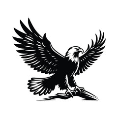 Fototapeta premium Eagle vector emblem black on white background