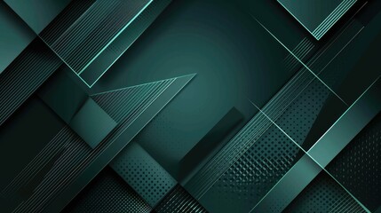 Obraz premium Line and geometric graphic background, dark mint color and silver, vector illustration. Background image 