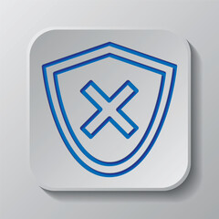 Fototapeta premium Security simple icon vector. Flat design. Paper cut design. Cutted blue symbol with shadow. Gray badge button, gray background