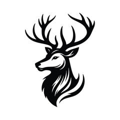 deer vector illustration, Graphic black silhouettes of wild deer