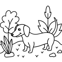 Dachshund Dog Coloring Page for Kids