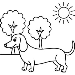 Dachshund Dog Coloring Page for Kids