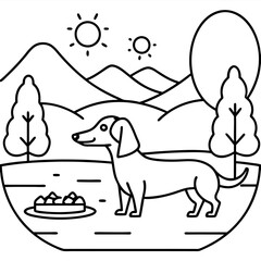 Dachshund Dog Coloring Page for Kids