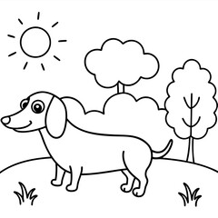Dachshund Dog Coloring Page for Kids