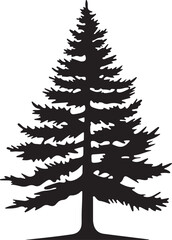 Pine Tree Silhouette Vector Illustration White Background
