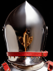 Medieval armor protection. Knight helm.