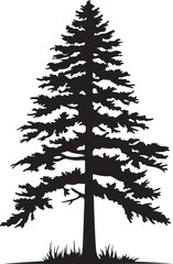 Pine Tree Silhouette Vector Illustration White Background