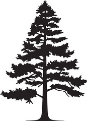 Pine Tree Silhouette Vector Illustration White Background
