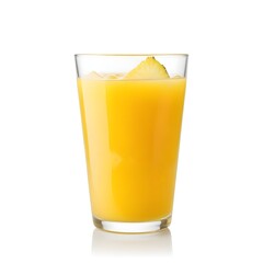 Glass of pineapple juice isolated on white