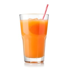 Glass of grapefruit juice isolated on white