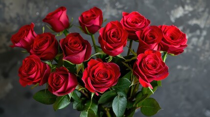 Obraz premium Twelve red roses bouquet