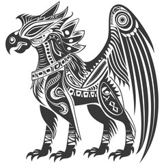tribal animal using Aztecs style design with engraving style