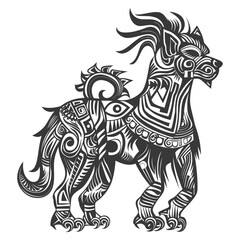tribal animal using Aztecs style design with engraving style