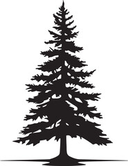 Pine Tree Silhouette Vector Illustration White Background