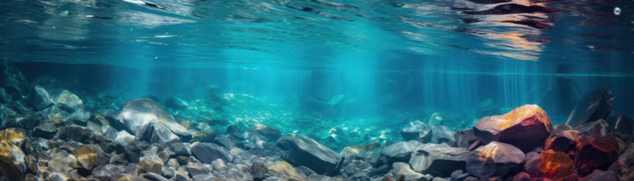 Smooth Rocks and Light Reflections Underwater