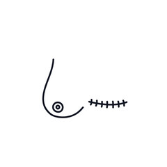 Mastectomy logo sign icon Female human form illustrated with the scars Hand drawn ink sketch Human rights concept Doodle design style Print for medical educational card banner poster cover book ad