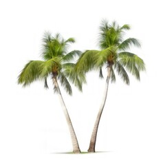 Tropical Palm Trees Isolated on White Background