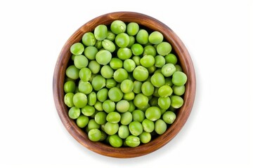 Fresh Green Peas in Wooden Bowl