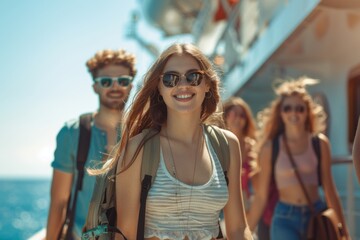 A man is singing with a microphone while wearing sunglasses and a blue vest