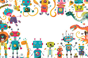 Obraz premium a poster with a colorful robot 